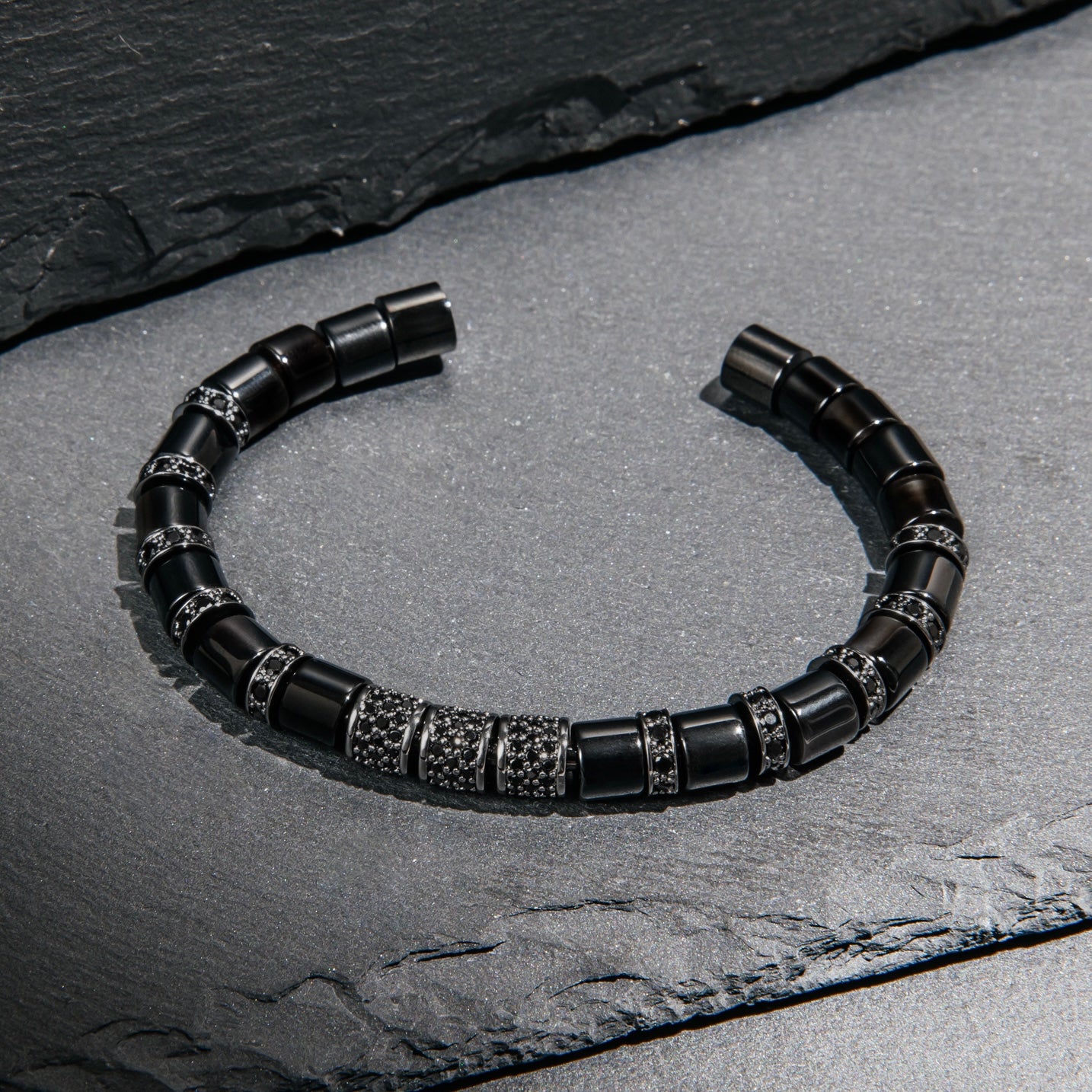 Black Onyx & Black Beads Cuff Bracelet - My Harmony Tree