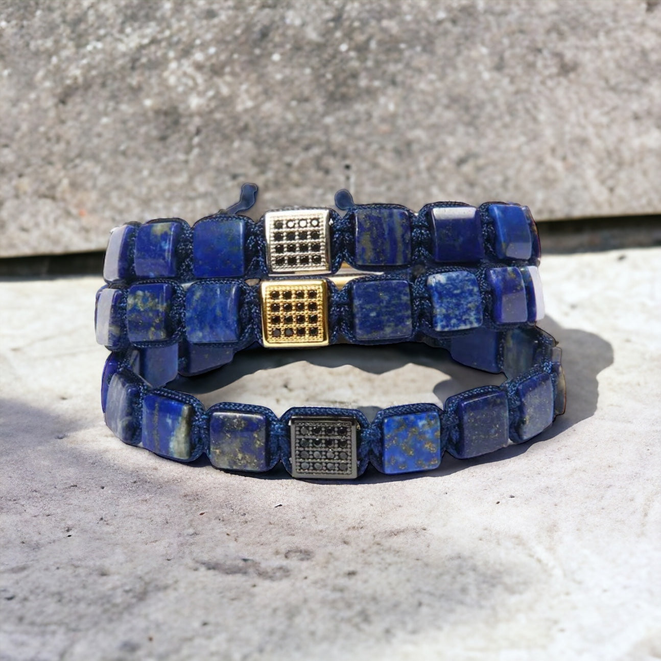 Bundle of 3 Square Bead Lapis Lazuli Bracelets - My Harmony Tree