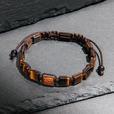 Tiger Eye Square Beads & Python Braided Bracelet - My Harmony Tree