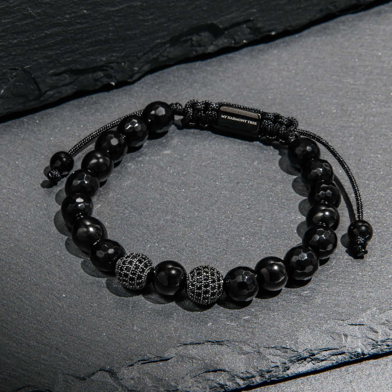 Black Onyx & Cubic Zirconia Beads Bracelet - My Harmony Tree