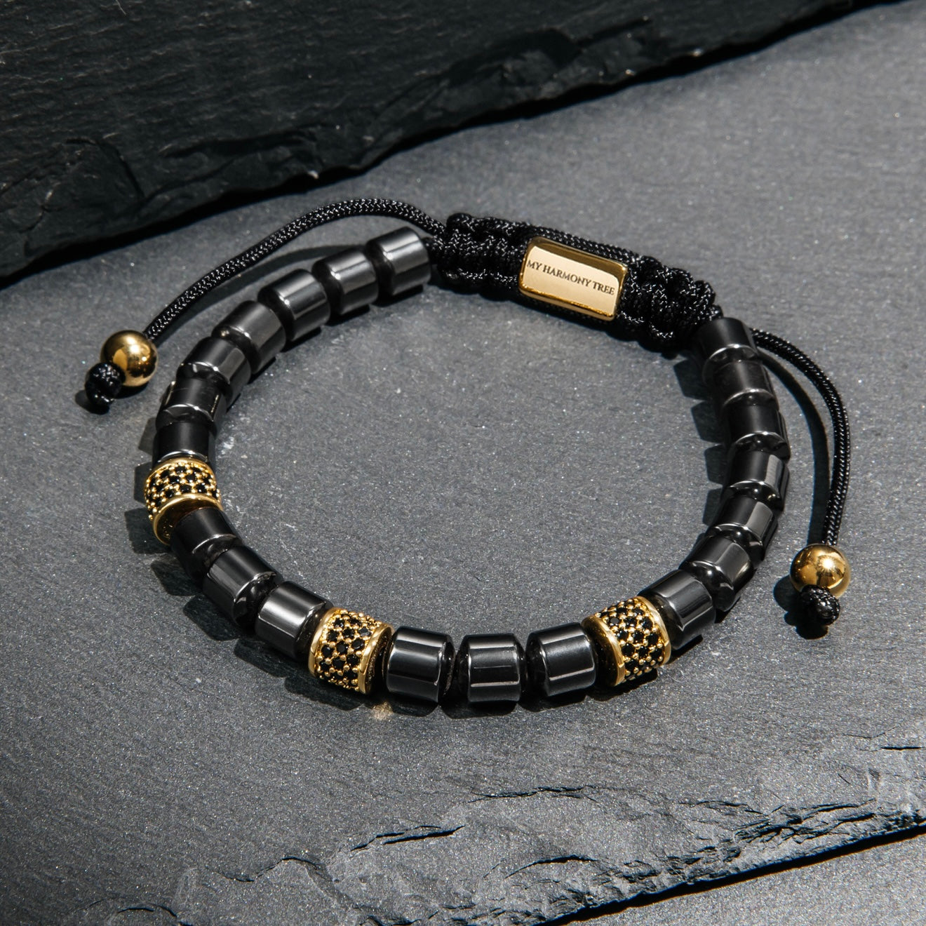 Gold & Black Crystals Metal Beads Bracelet - My Harmony Tree