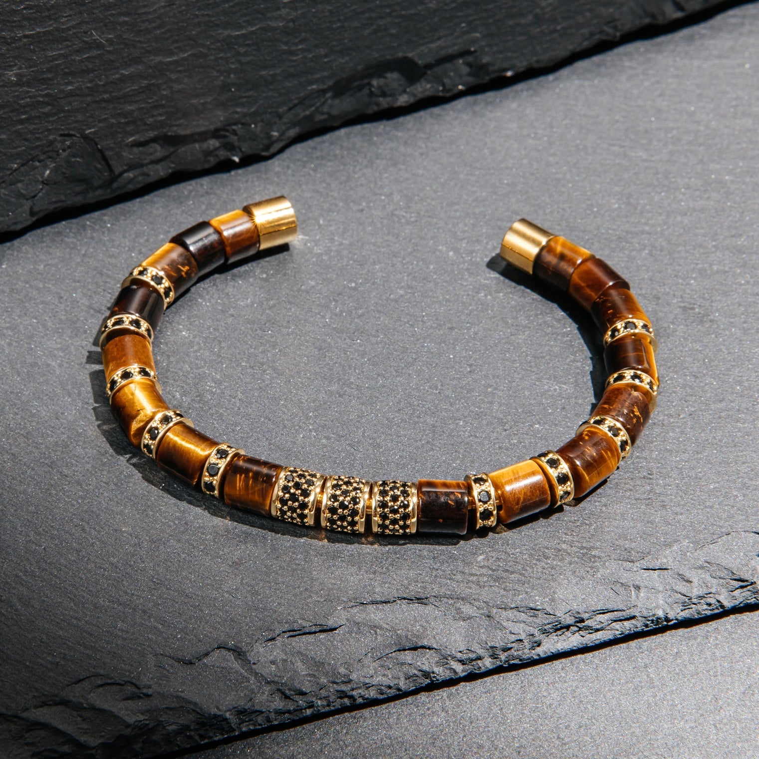 Tiger Eye & Gold Beads Cuff Bracelet - My Harmony Tree