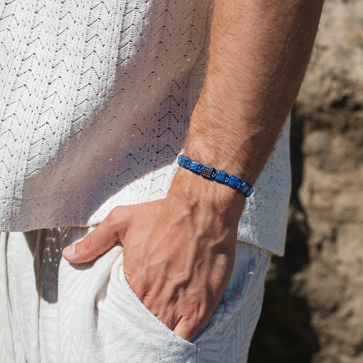 CZ Black Square Beads Lapis Lazuli Braided Bracelet - My Harmony Tree