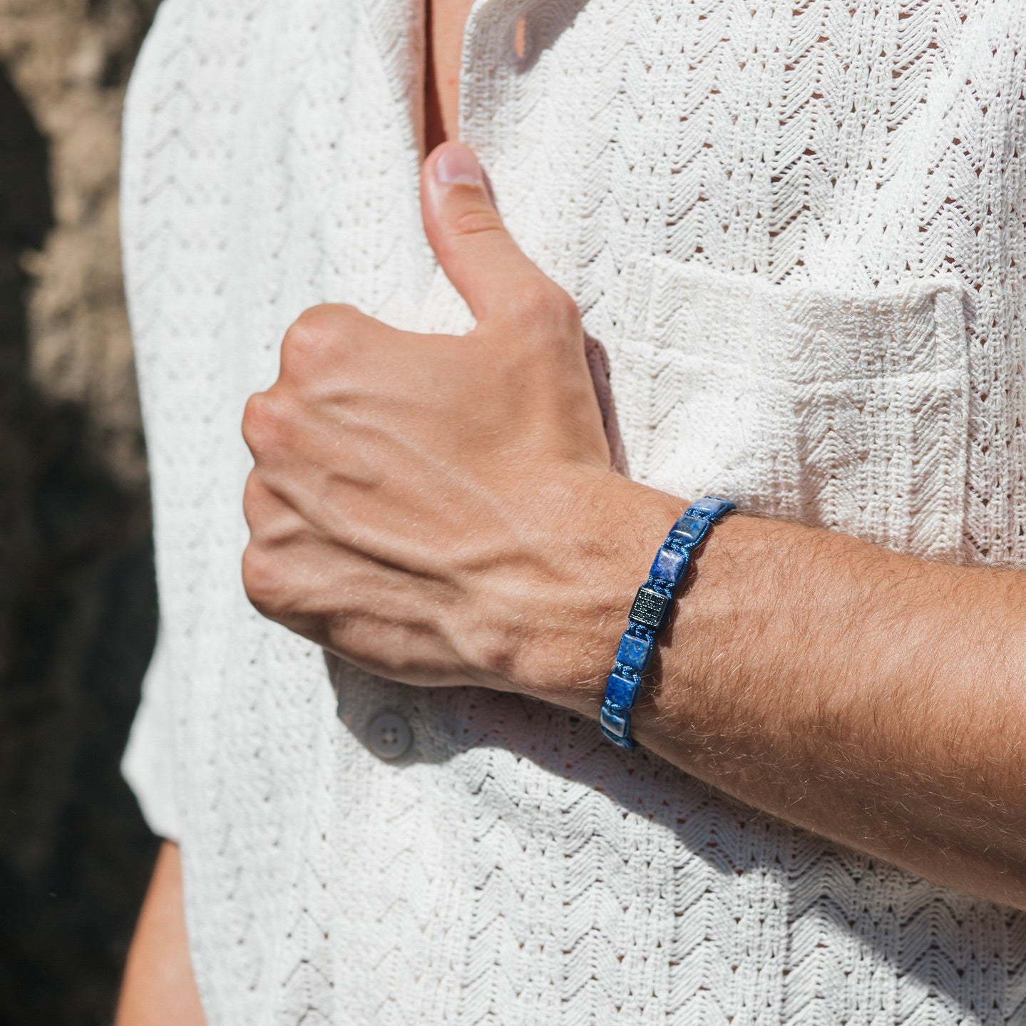 CZ Black Square Beads Lapis Lazuli Braided Bracelet - My Harmony Tree