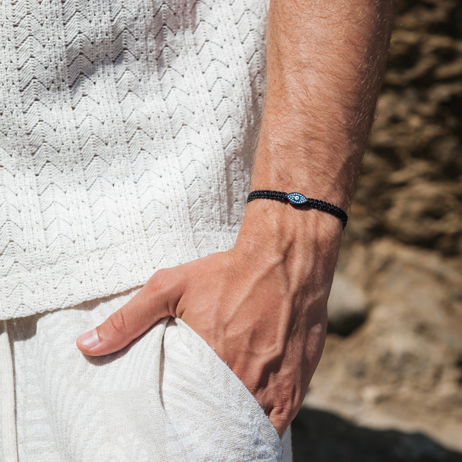 Blue Evil Eye Black String Protection Bracelet - My Harmony Tree