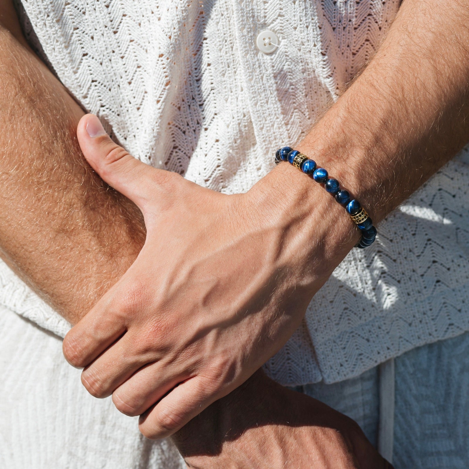 Blue Tiger Eye & Black CZ Stones Bracelet - My Harmony Tree