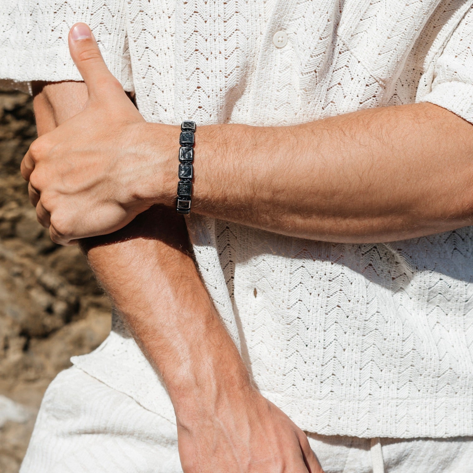 Black Python Square Beads Braided Bracelet - My Harmony Tree