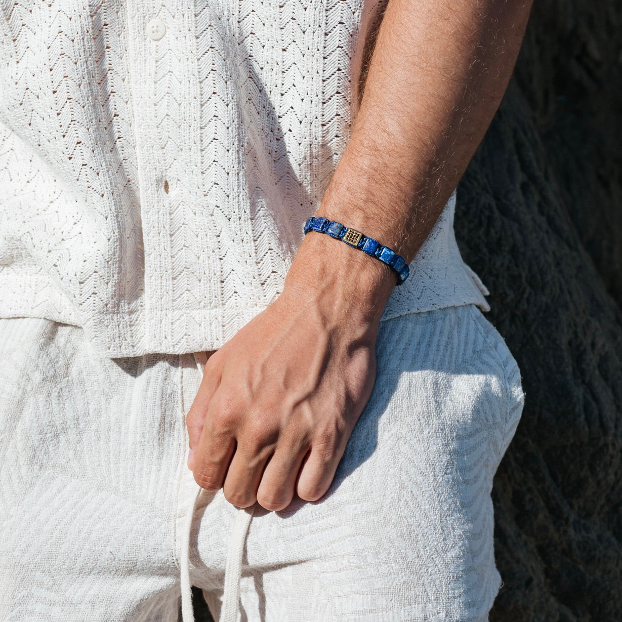 CZ Gold Square Beads Lapis Lazuli Braided Bracelet - My Harmony Tree