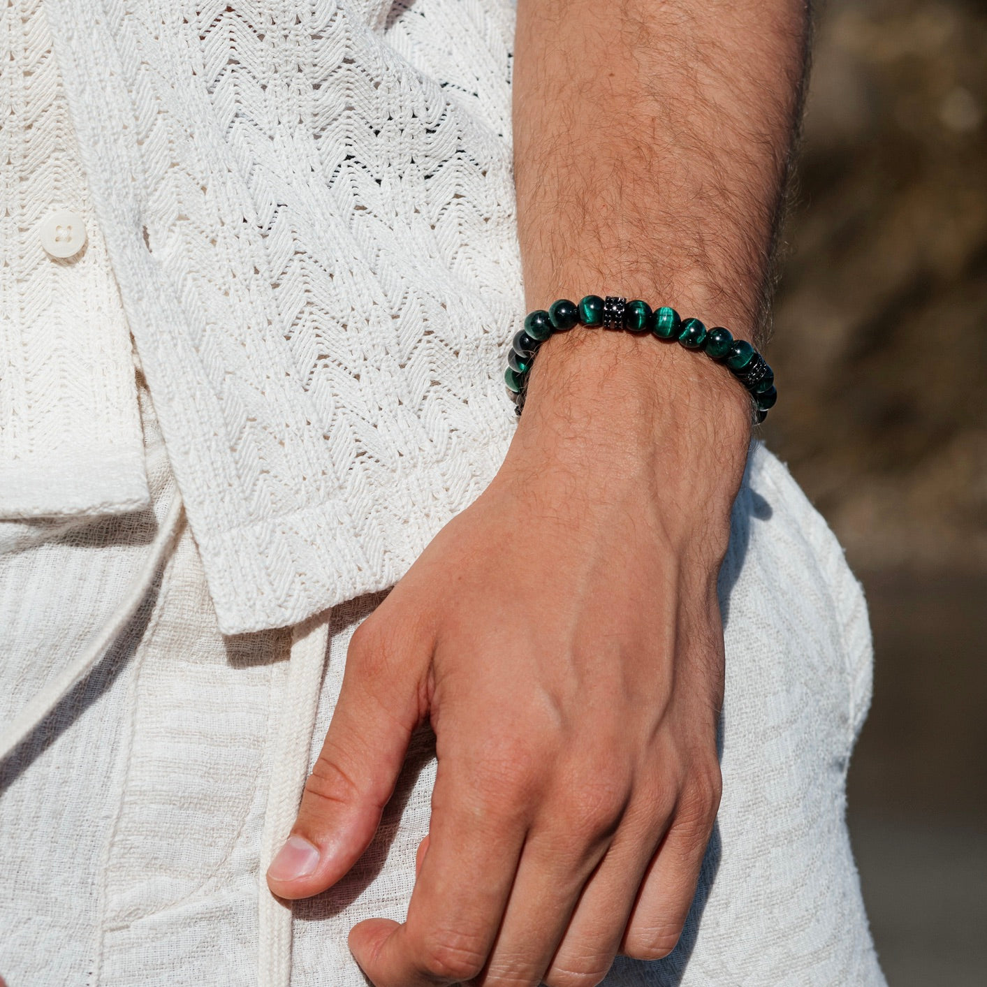 Green Tiger Eye & Black Crystals Bracelet - My Harmony Tree