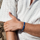 CZ Silver Square Beads Lapis Lazuli Braided Bracelet - My Harmony Tree