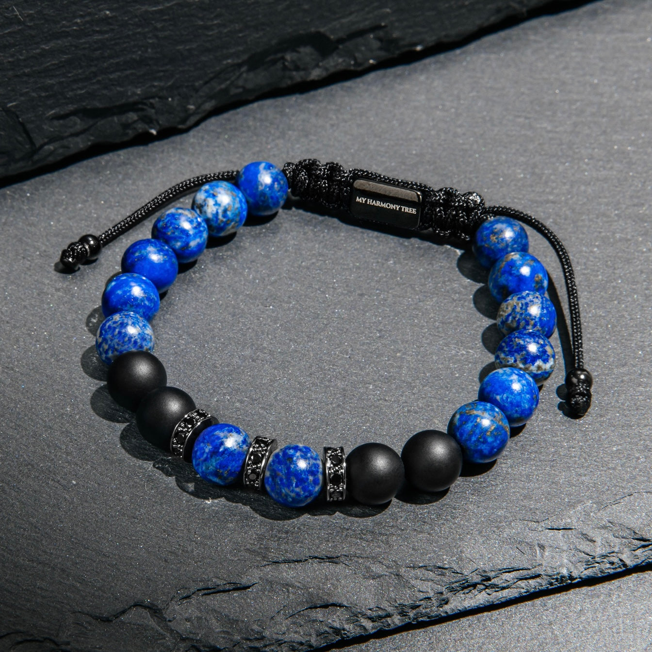 Lapis Lazuli & Black Onyx Beads Bracelet - My Harmony Tree
