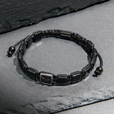 Black Onyx Square Beads & Python Braided Bracelet - My Harmony Tree
