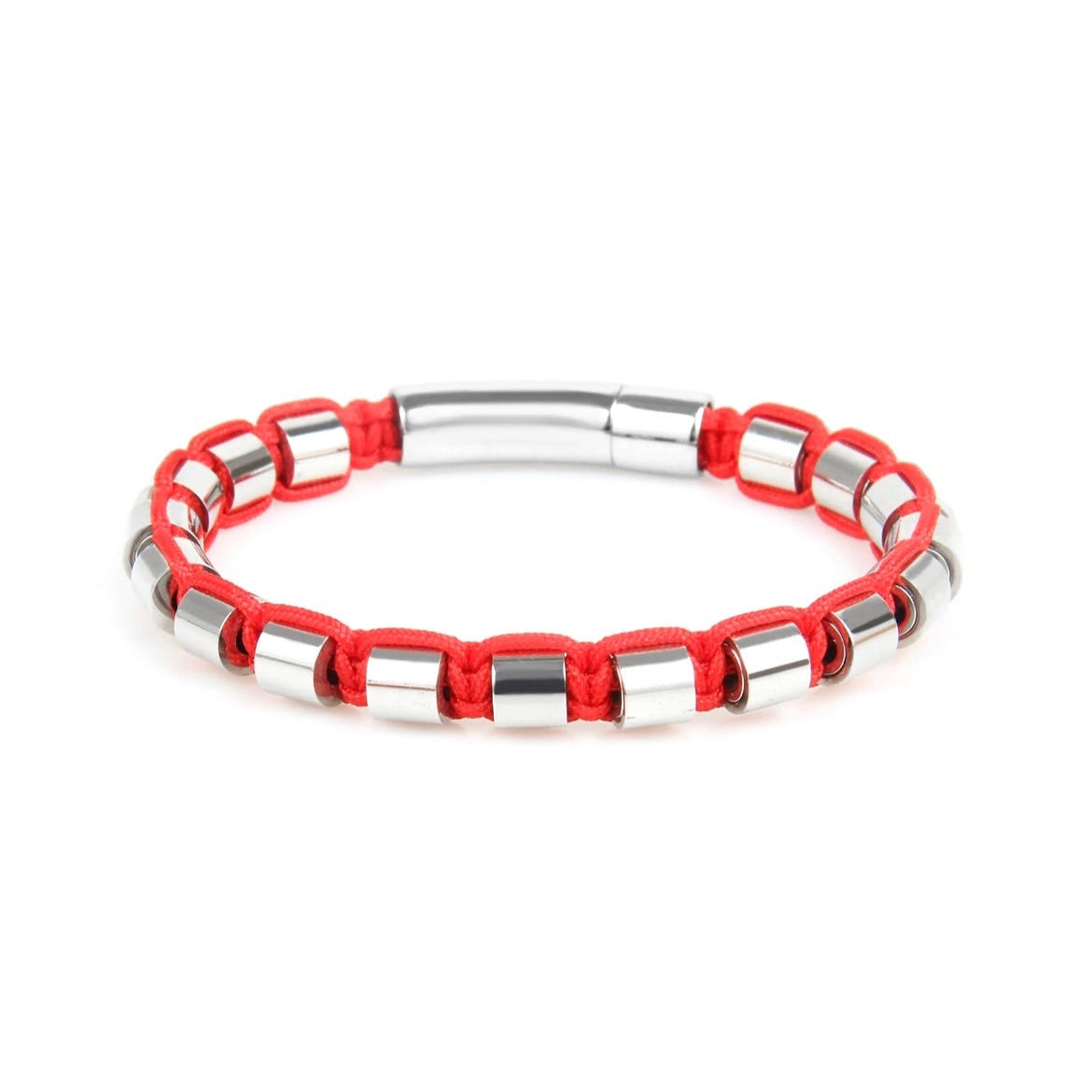 Silver Metal Beads & Red String Braided Bracelet - My Harmony Tree