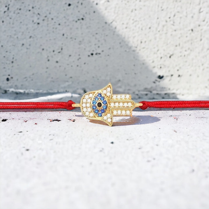 Gold Hamsa Evil Eye Red String Protection Bracelet - My Harmony Tree