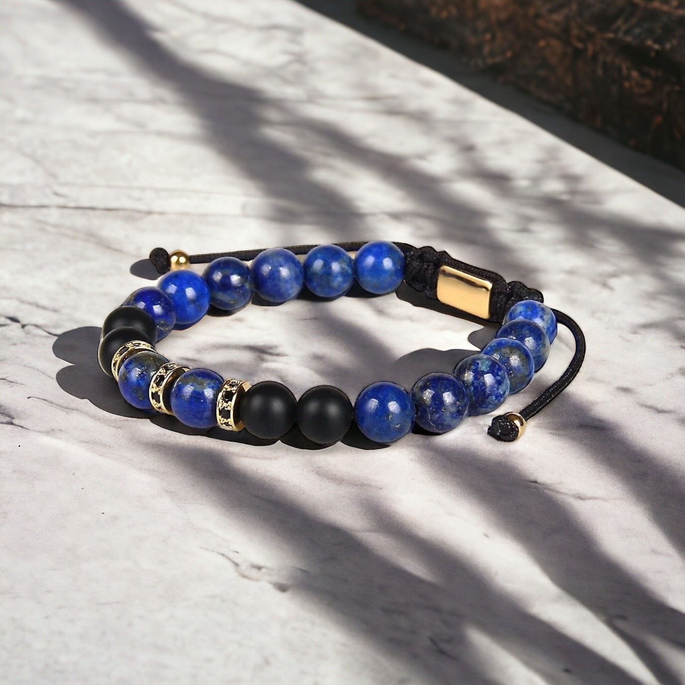 Lapis Lazuli & Black Onyx Beads Bracelet - My Harmony Tree