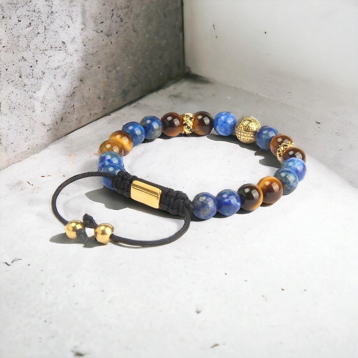 Lapis Lazuli & Tiger Eye Gold Beads Bracelet - My Harmony Tree