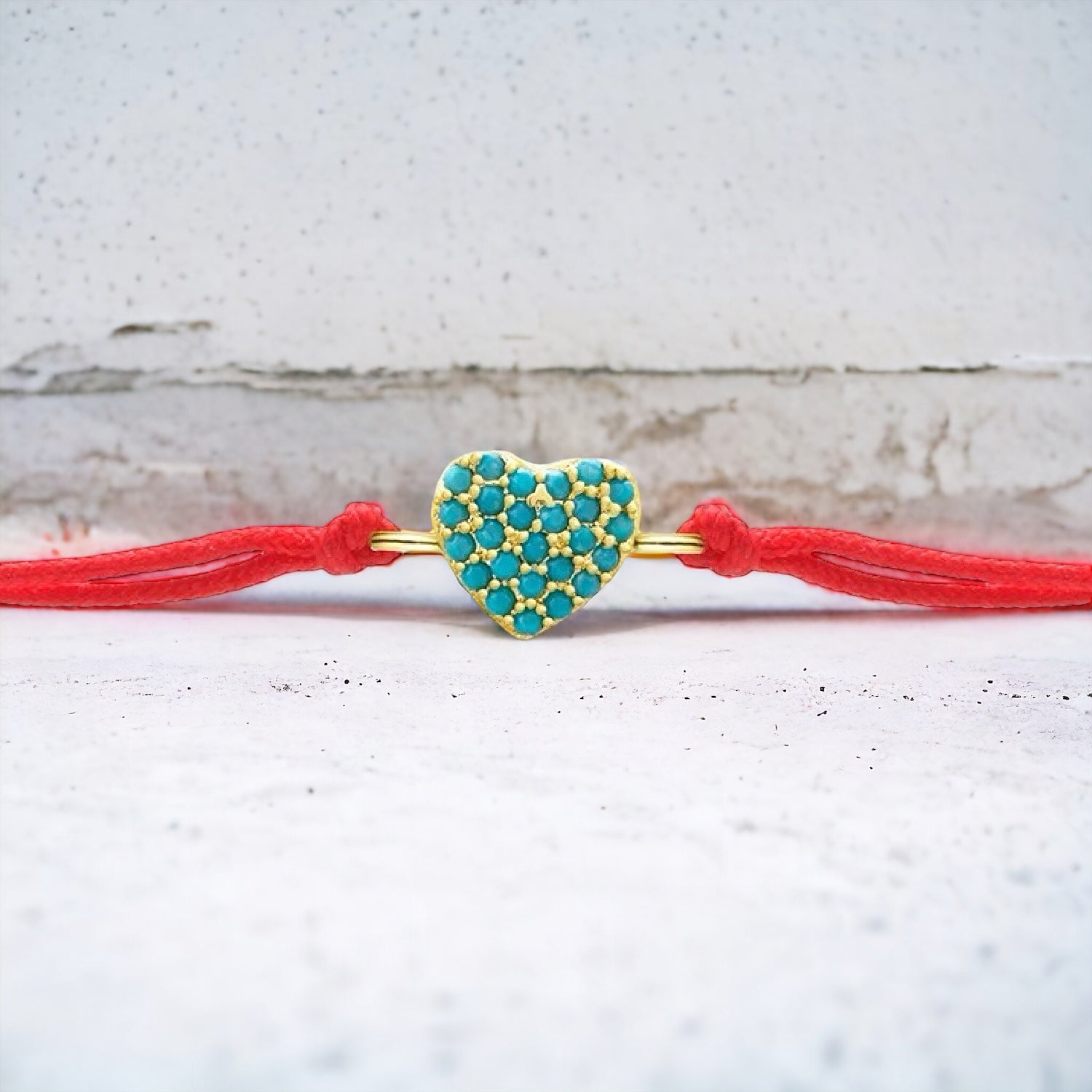 Turquoise Little Heart Charm Red String Protection Bracelet - My Harmony Tree