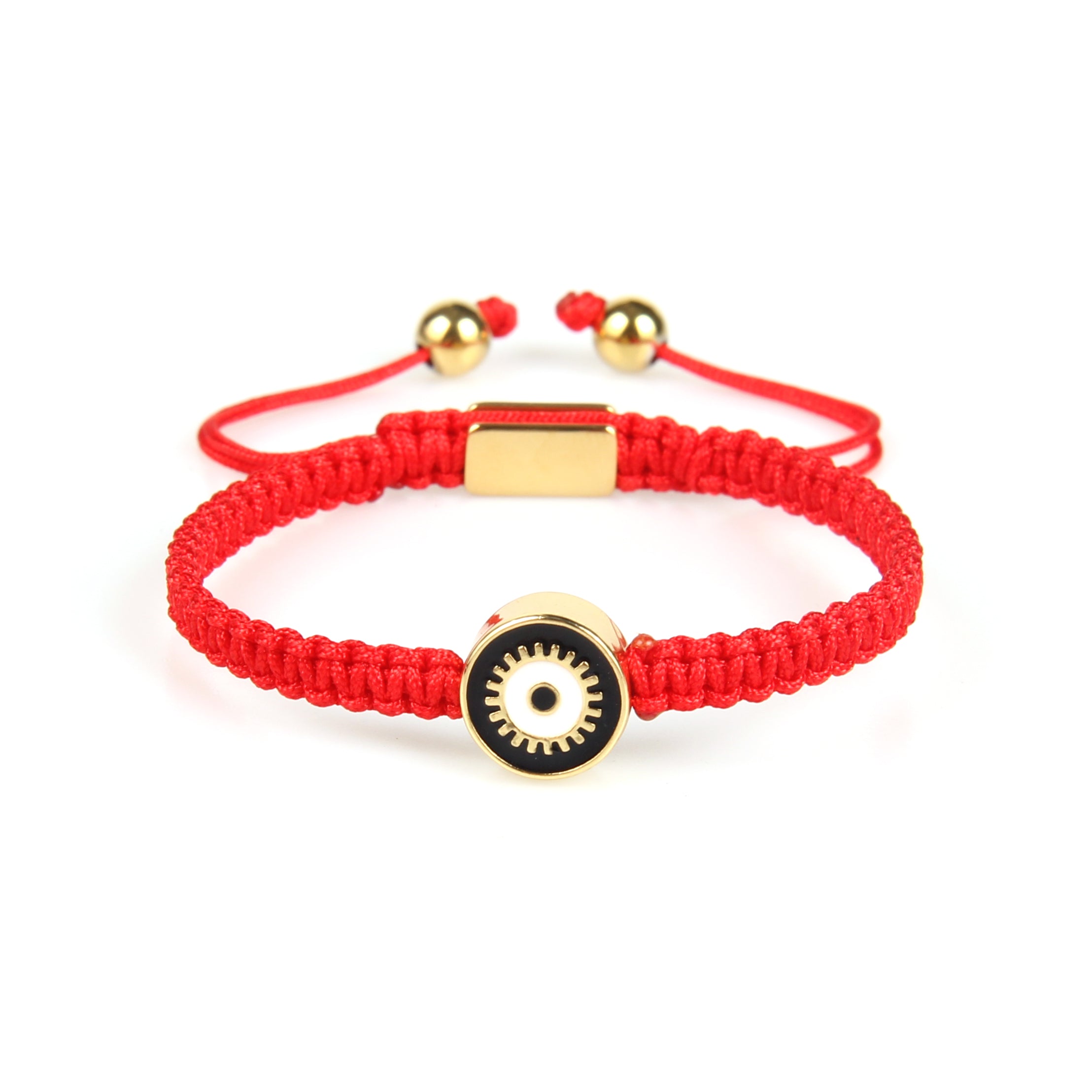 Black Round Evil Eye Red String Protection Bracelet - My Harmony Tree