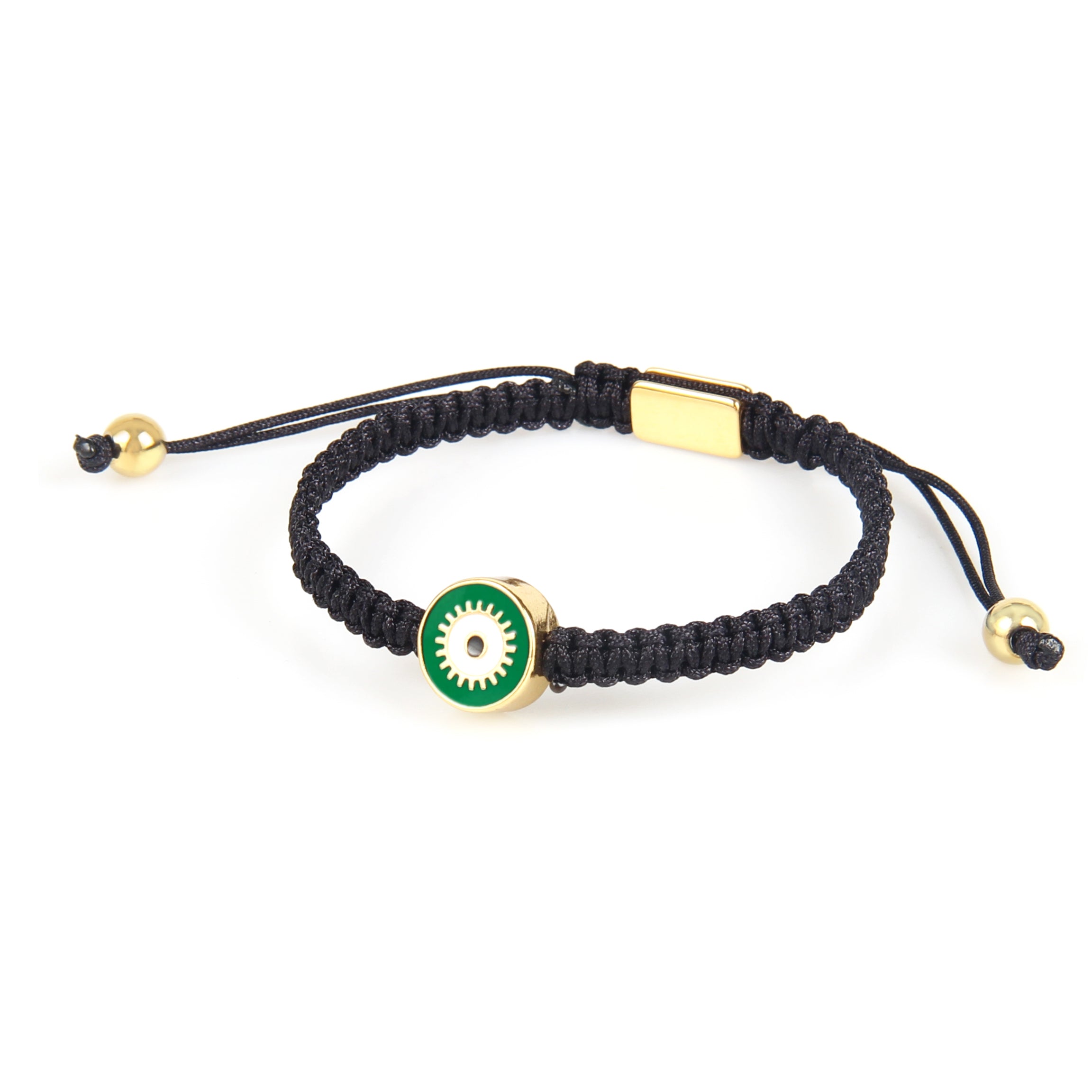 Green Round Evil Eye Black String Protection Bracelet - My Harmony Tree