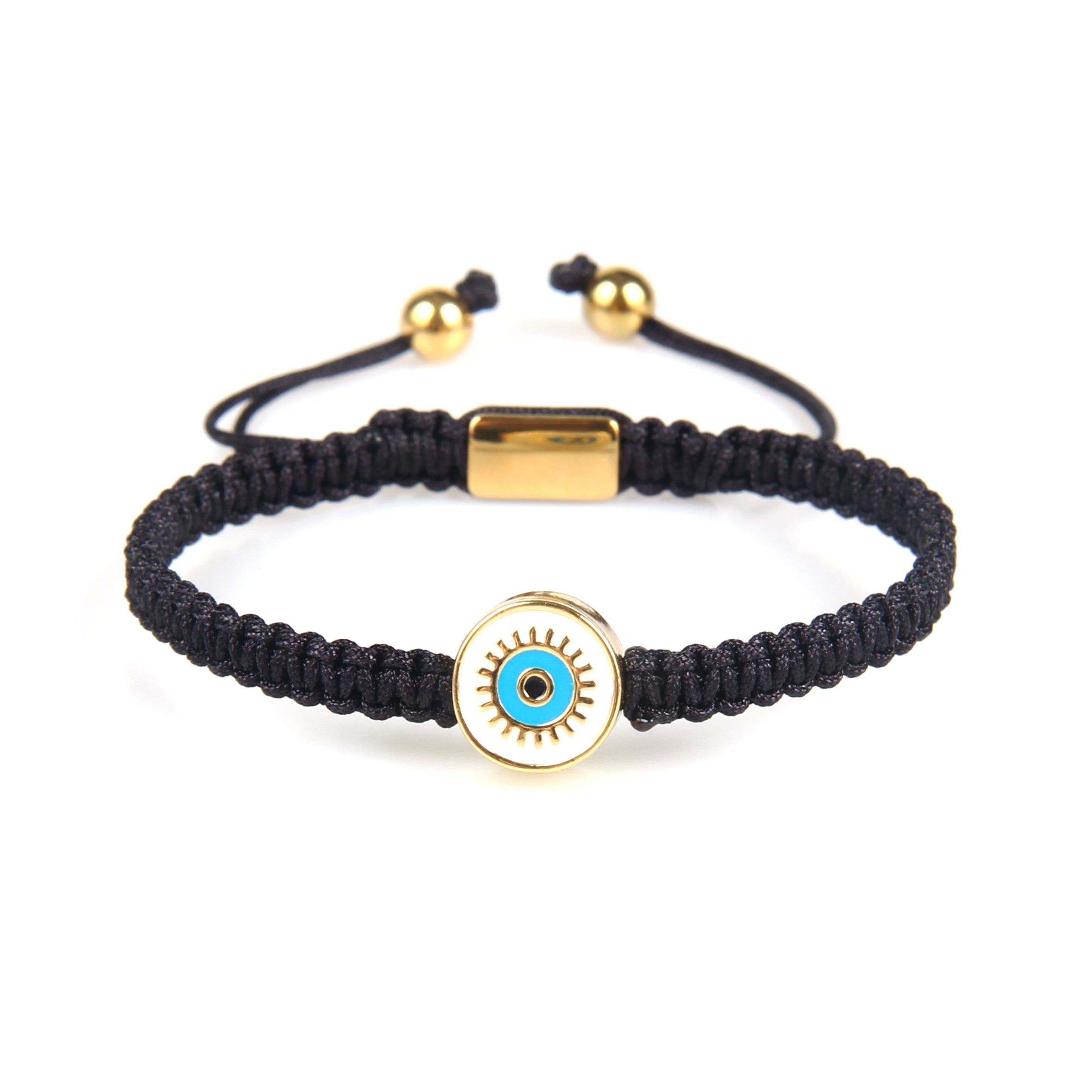 Blue Round Evil Eye Black String Protection Bracelet - My Harmony Tree