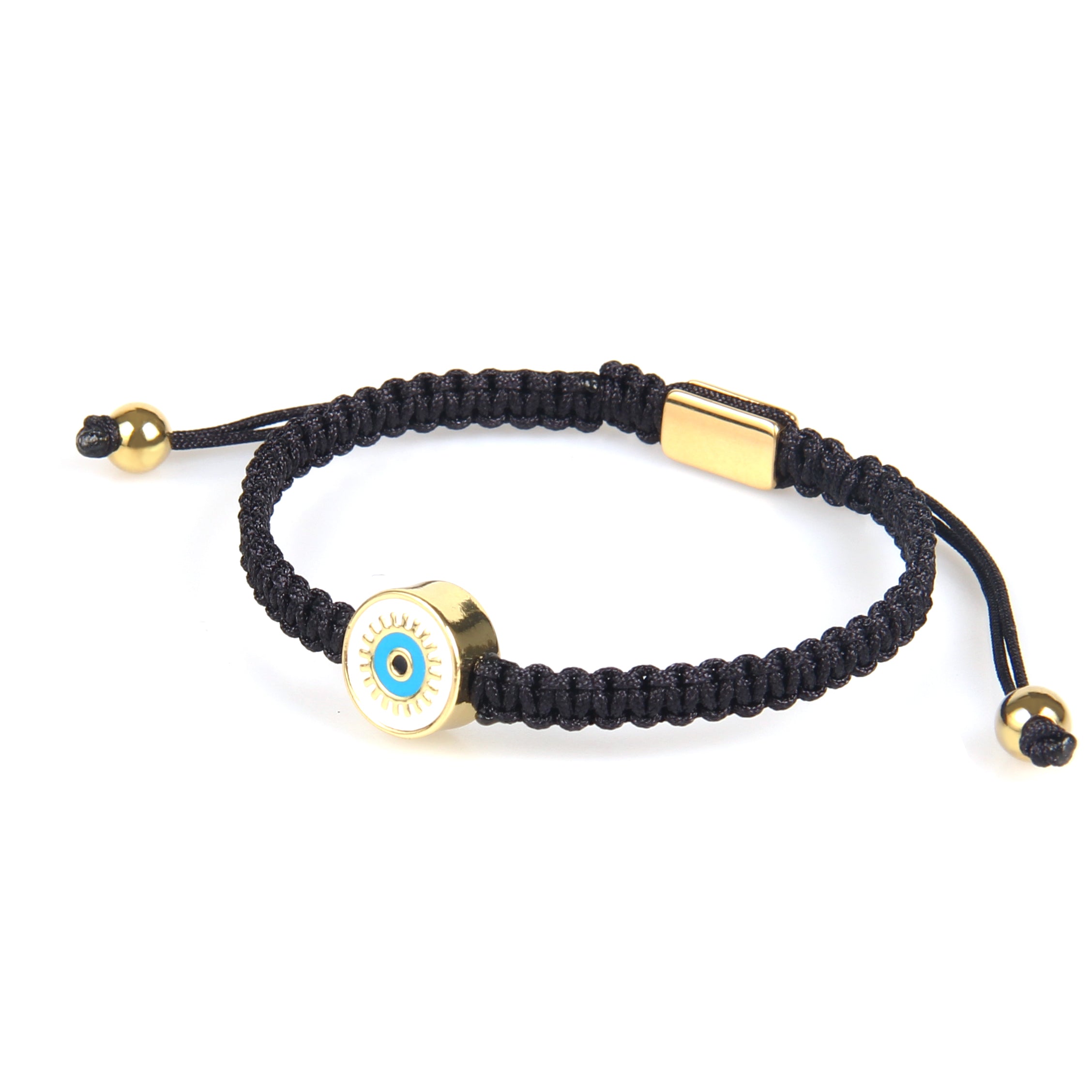 Blue Round Evil Eye Black String Protection Bracelet - My Harmony Tree