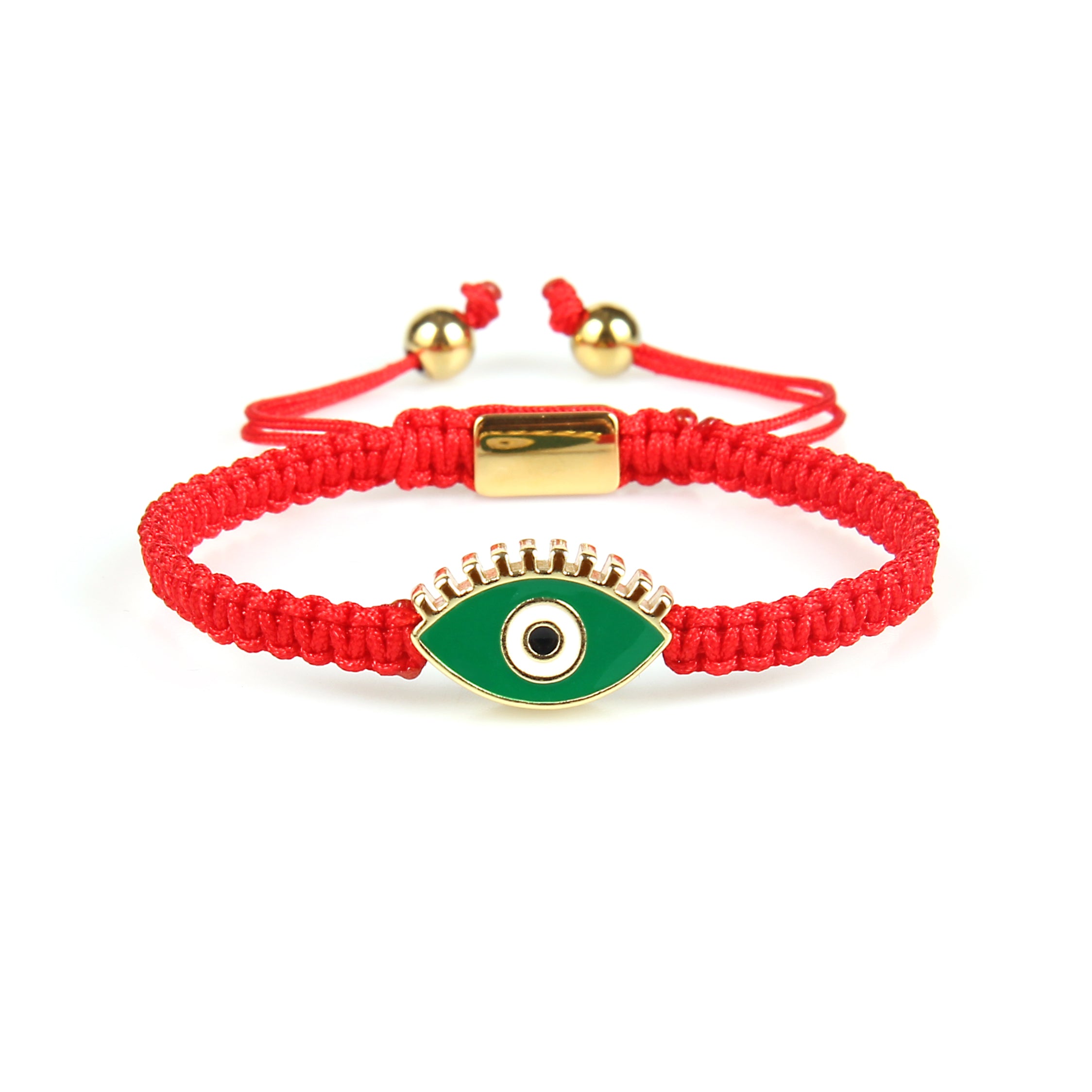 Green Gold Evil Eye Red String Protection Bracelet - My Harmony Tree