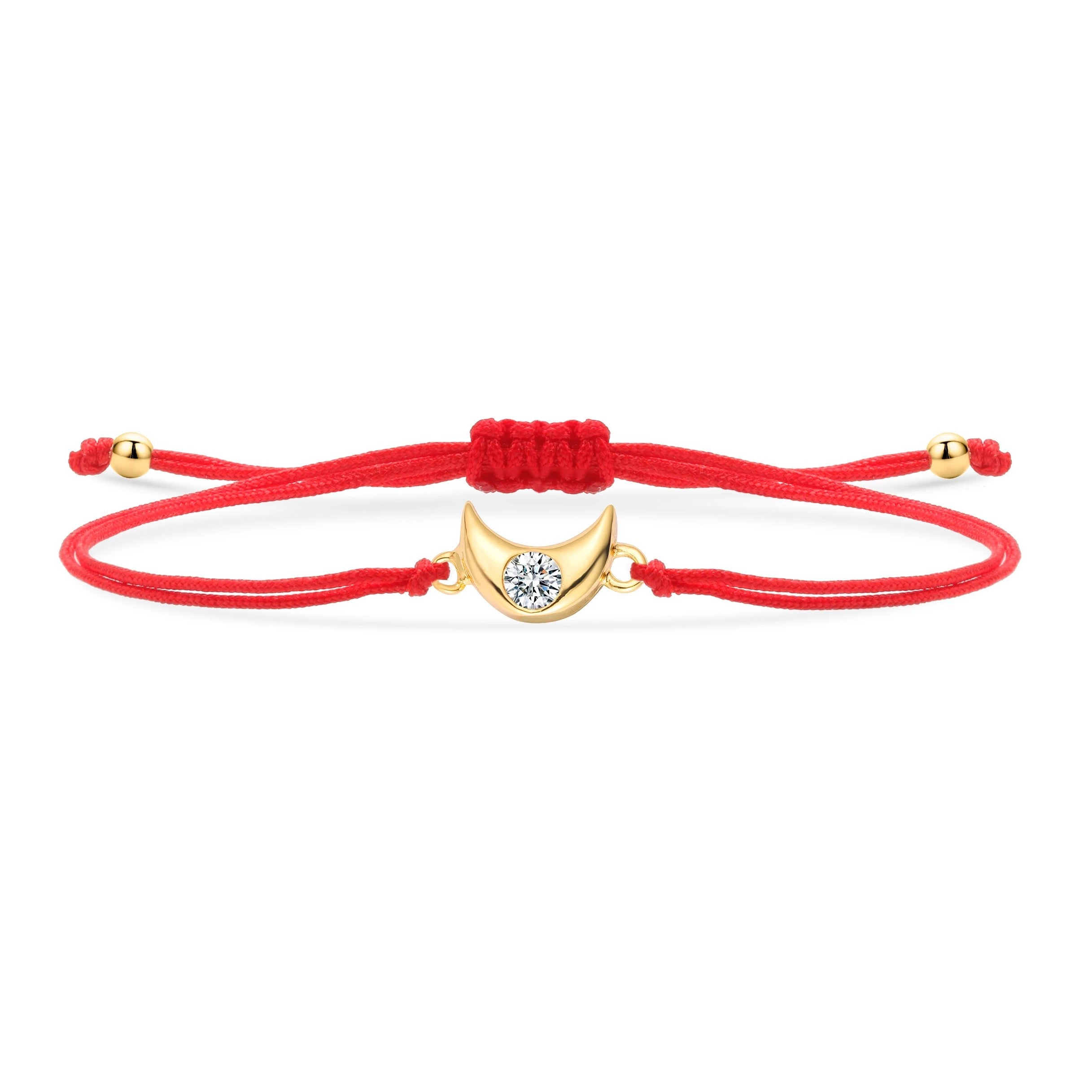 Little Gold Moon Charm Red String Protection Bracelet - My Harmony Tree