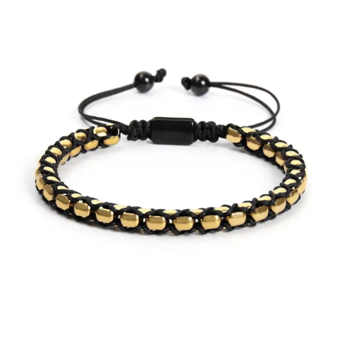 Gold Chain & Black String Braided Bracelet - My Harmony Tree