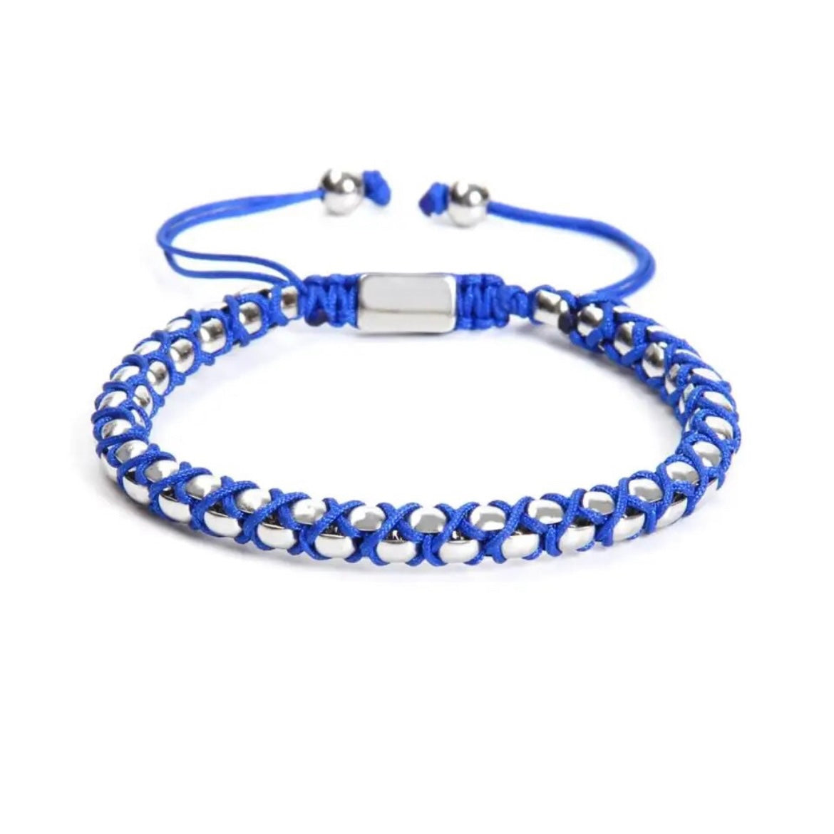 Silver Chain & Blue String Braided Bracelet - My Harmony Tree