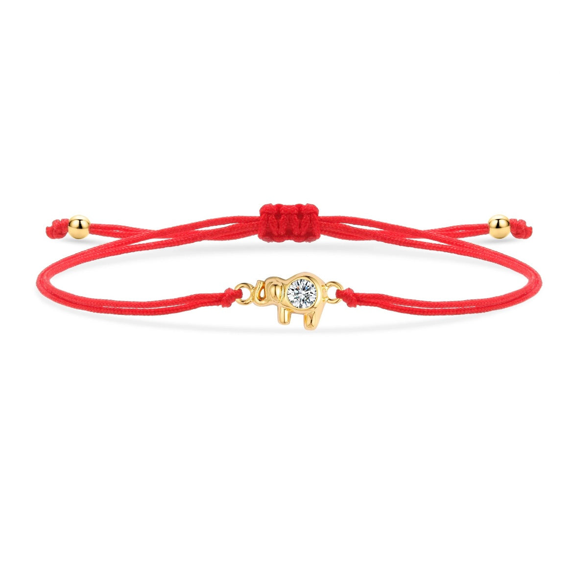 Little Gold Elephant Charm Red String Protection Bracelet - My Harmony Tree