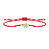 Little Gold Elephant Charm Red String Protection Bracelet - My Harmony Tree