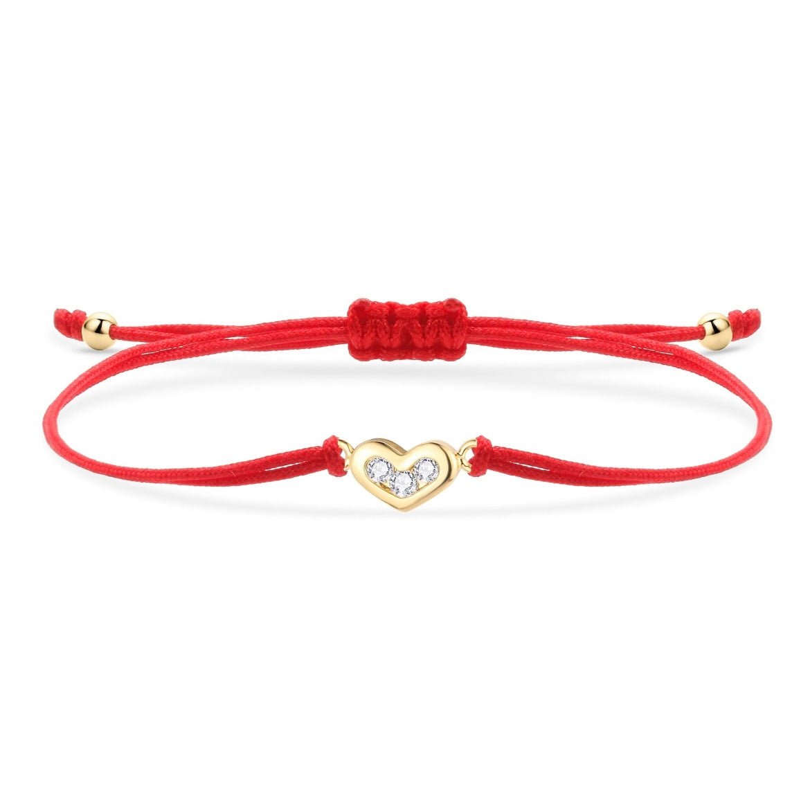Gold Heart Charm Red String Protection Bracelet - My Harmony Tree