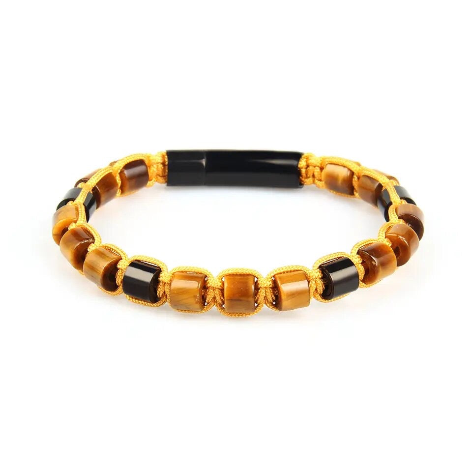 Tiger Eye & Black Beads Bracelet - My Harmony Tree