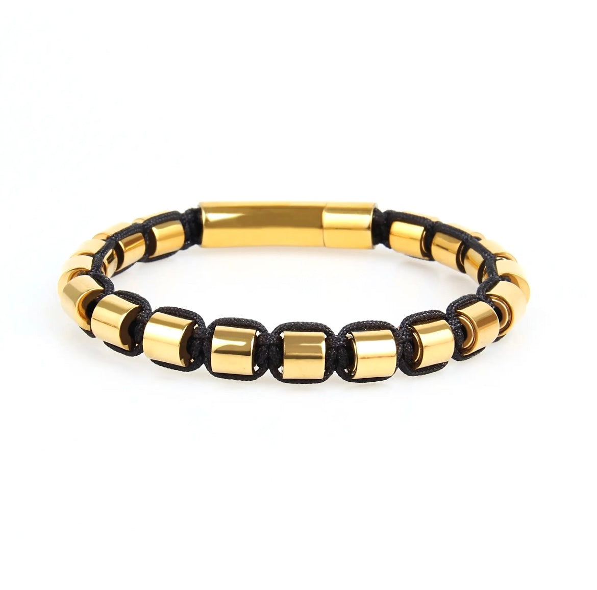 Gold Metal Beads & Black String Braided Bracelet - My Harmony Tree