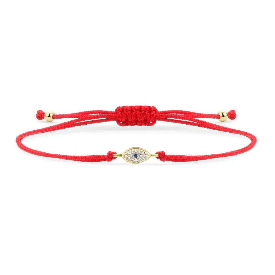 Little Gold Evil Eye Charm Red String Protection Bracelet - My Harmony Tree