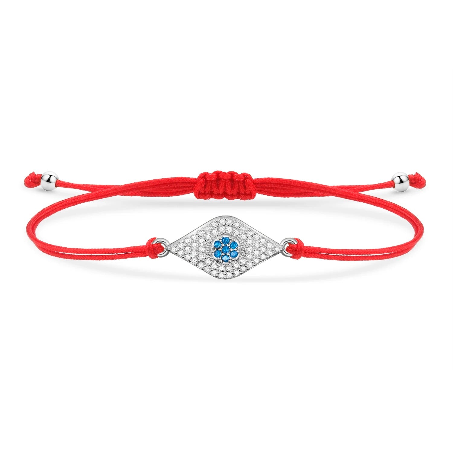 Silver Blue Evil Eye Charm Red String Protection Bracelet - My Harmony Tree