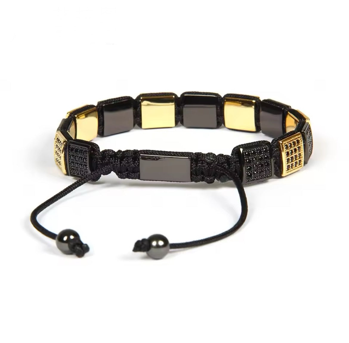 Gold & Black Square Beads Bracelet - My Harmony Tree