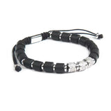 Black Onyx & Silver Cylinder Beads Bracelet - My Harmony Tree
