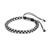 Silver Chain & Black String Braided Bracelet - My Harmony Tree