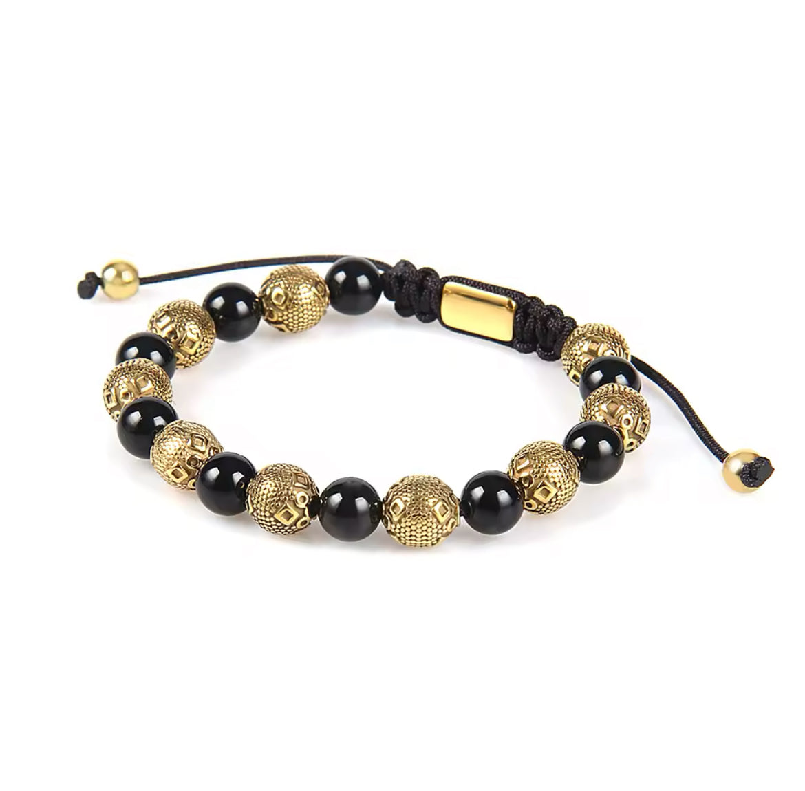 Black Onyx & Gold Beads Bracelet - My Harmony Tree