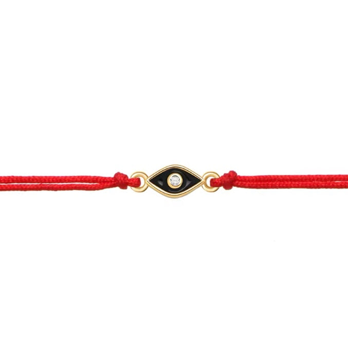 Black Tiny Evil Eye Charm Red String Protection Bracelet - My Harmony Tree