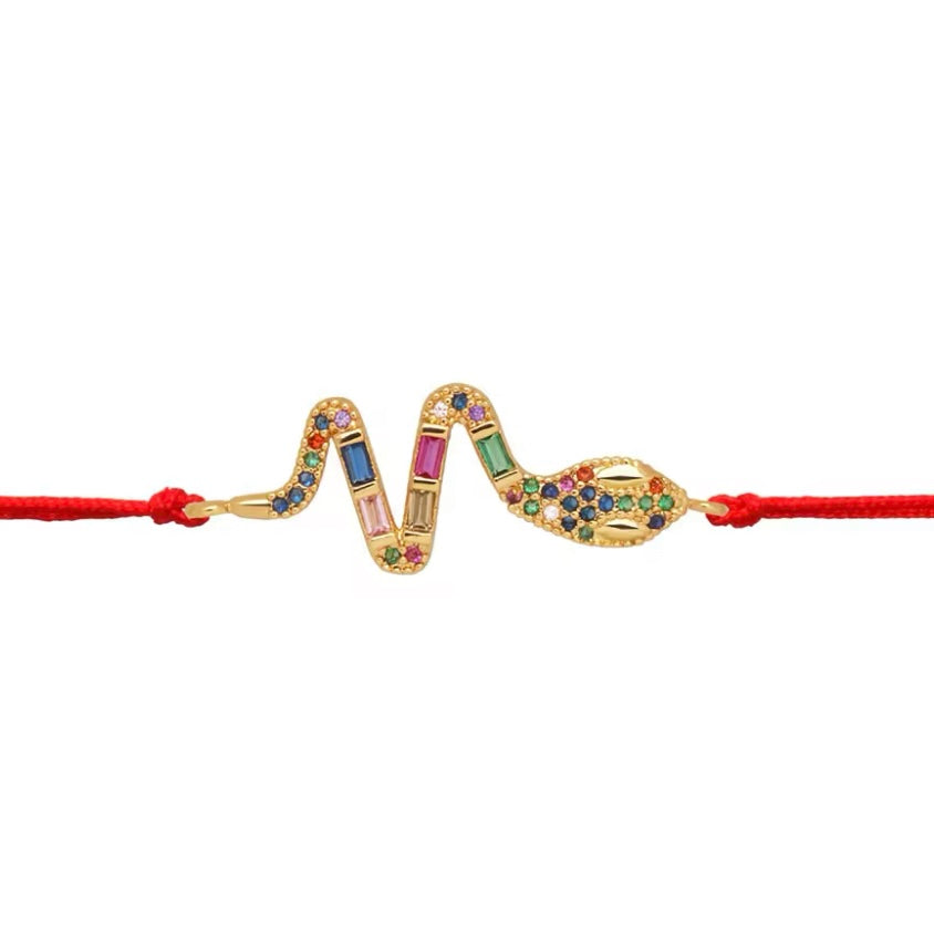 Multicolor Snake Charm Red String Protection Bracelet - My Harmony Tree