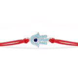 Turquoise Silver Hamsa Red String Protection Bracelet - My Harmony Tree