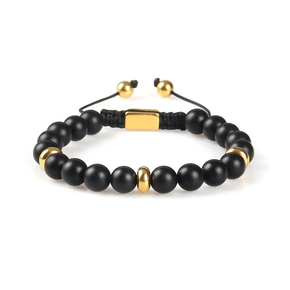 Black Onyx & Gold Beads Bracelet - My Harmony Tree