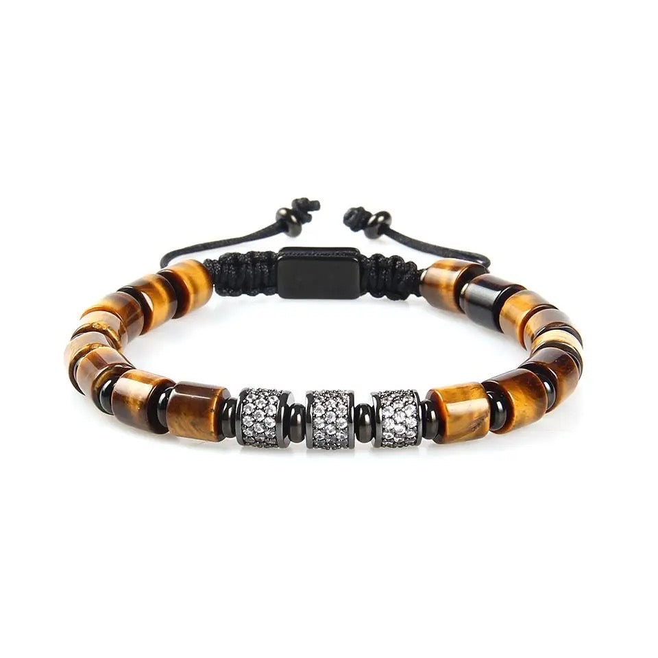 Tiger Eye & Black Beads Tube Bracelet - My Harmony Tree