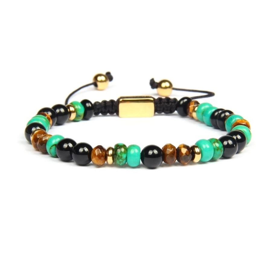Tiger Eye, Onyx & Turquoise Gold Beads Bracelet - My Harmony Tree