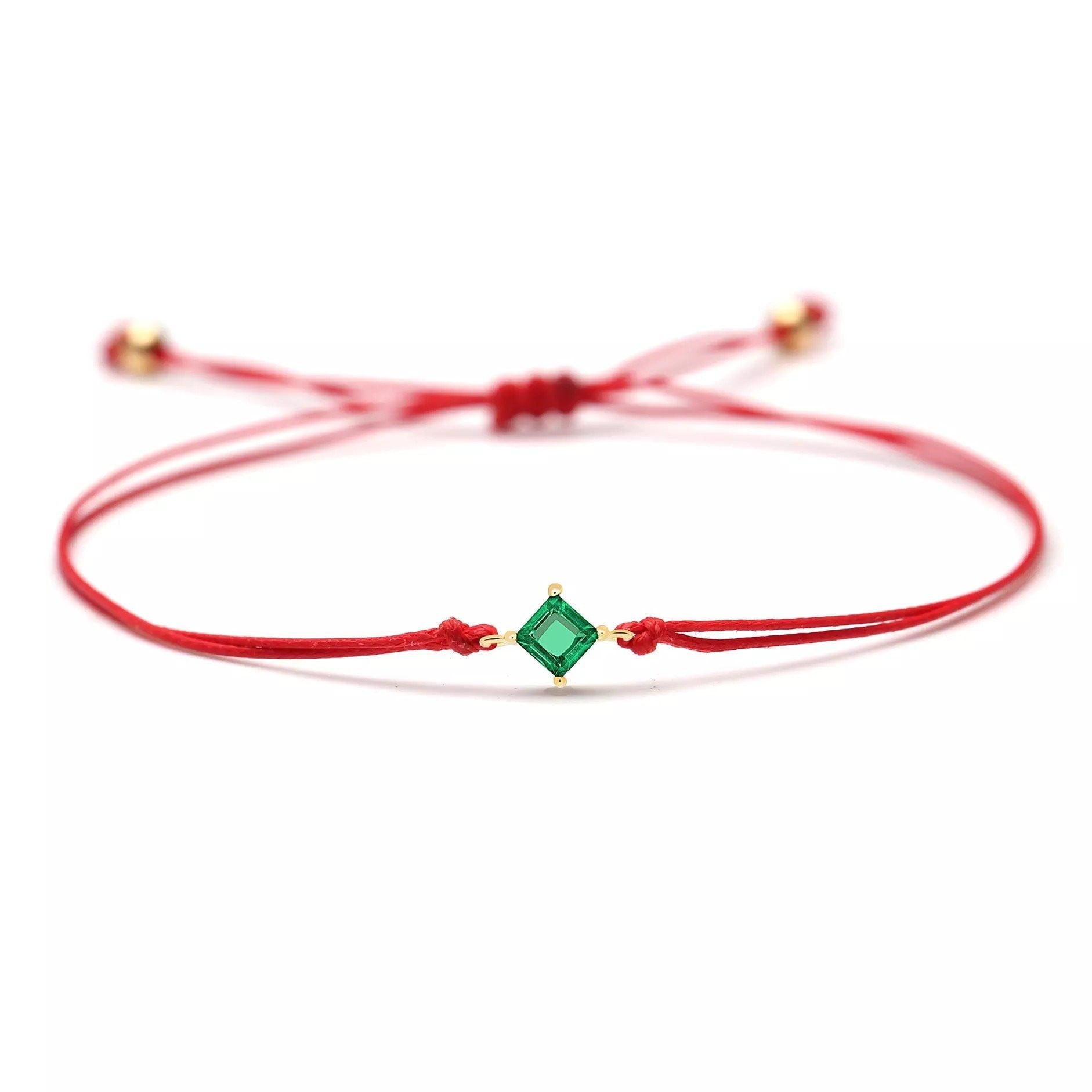 Lucky Little Green Stone Red String Protection Bracelet - MY HARMONY TREE