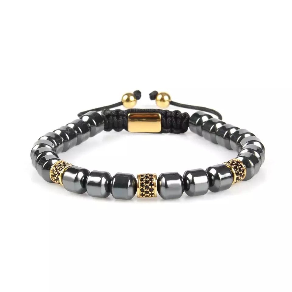 Black & Gold Crystals Metal Beads Bracelet - My Harmony Tree