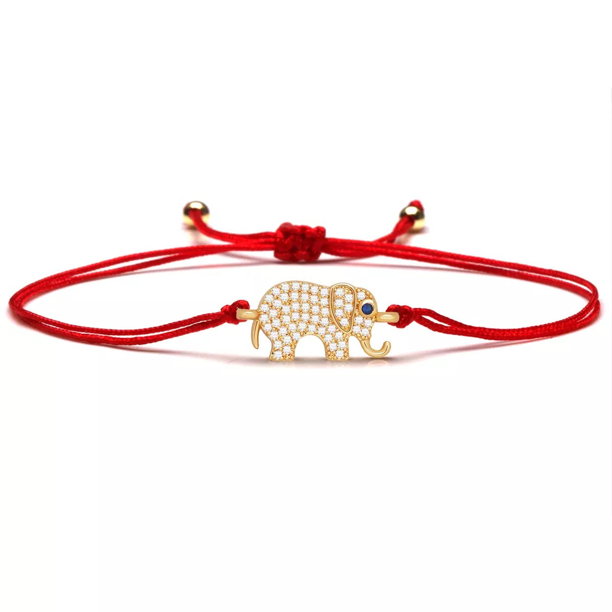 Gold Elephant Charm Red String Protection Bracelet - MY HARMONY TREE