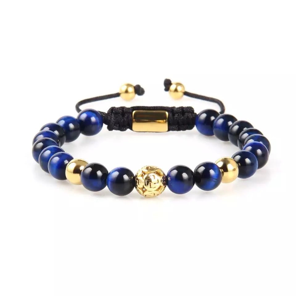 Blue Tiger Eye & Gold Beads Bracelet - My Harmony Tree
